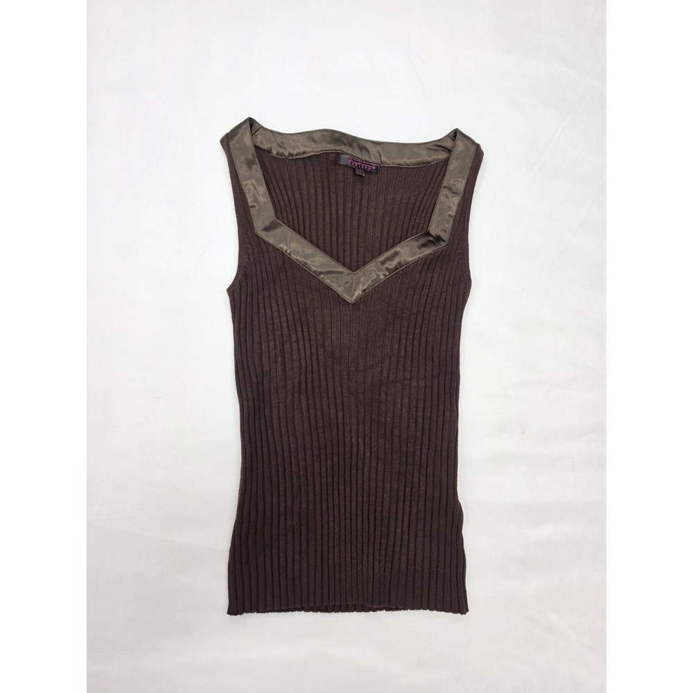 Y2K Vintage Fontana Tank Womens Small 90s Ribbed Shirt Brown Grunge Goth 3185 - Picture 11 of 12